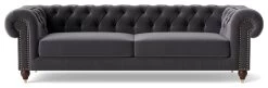 Swoon Winston Velvet 4 Seater Sofa - Granite Grey