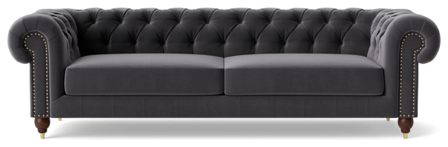 Swoon Winston Velvet 4 Seater Sofa - Granite Grey 1 Swoon Winston Velvet 4 Seater Sofa - Granite Grey