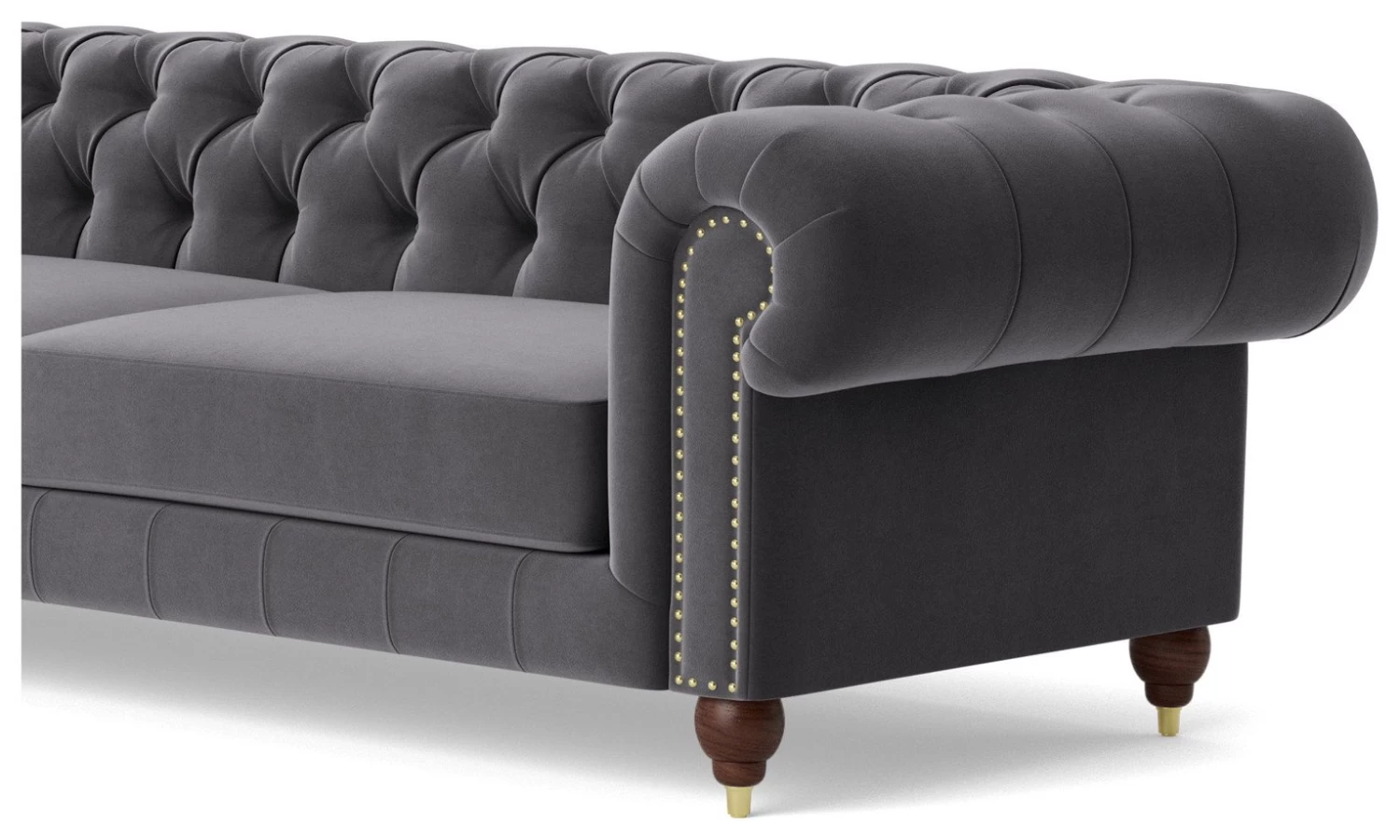 Swoon Winston Velvet 4 Seater Sofa - Granite Grey 6 Swoon Winston Velvet 4 Seater Sofa - Granite Grey - Image 6