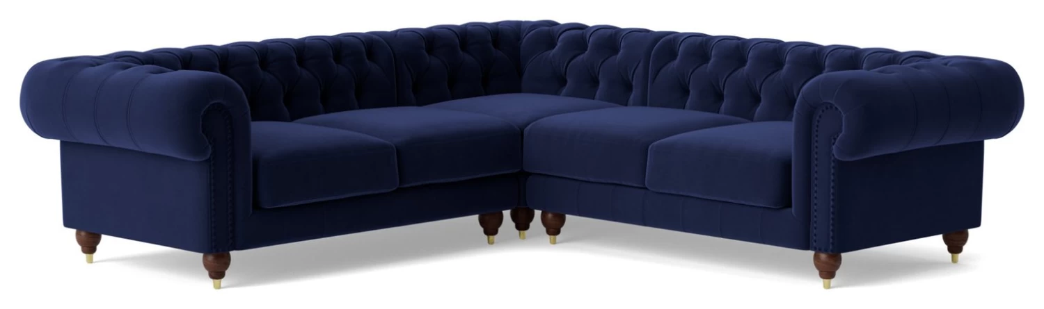 Swoon Winston Velvet 5 Seater Corner Sofa - Ink Blue 1 Swoon Winston Velvet 5 Seater Corner Sofa - Ink Blue