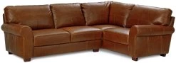 Habitat Salisbury Leather Left Hand Corner Sofa - Tan
