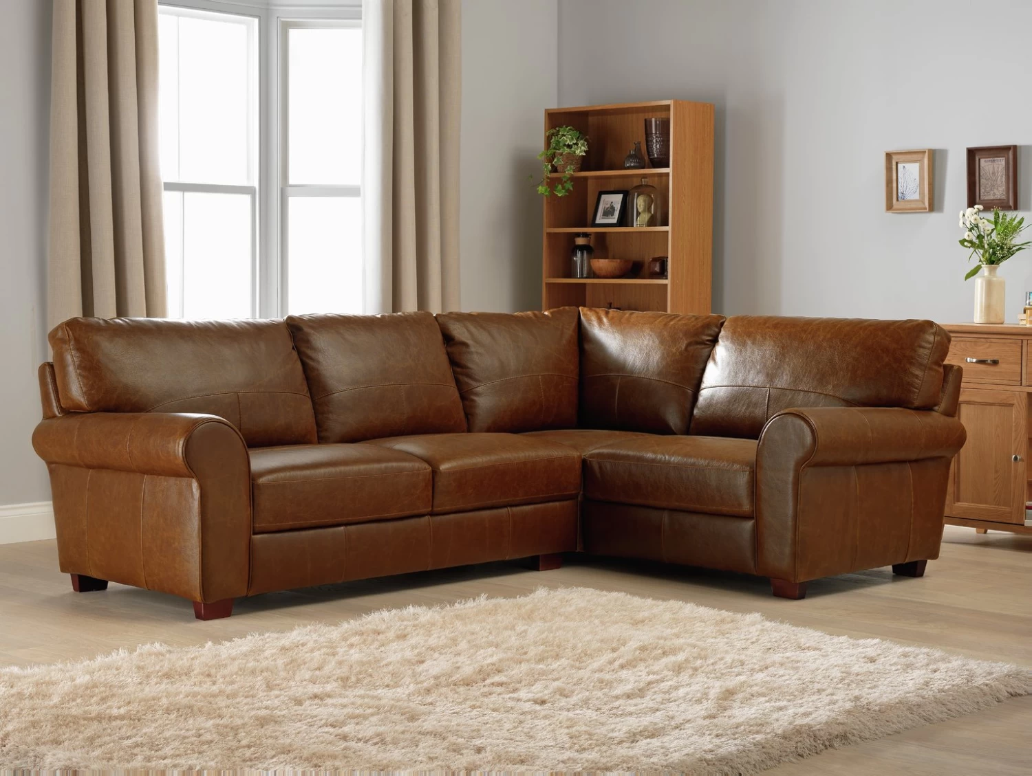 Habitat Salisbury Leather Left Hand Corner Sofa - Tan 2 Habitat Salisbury Leather Left Hand Corner Sofa - Tan - Image 2