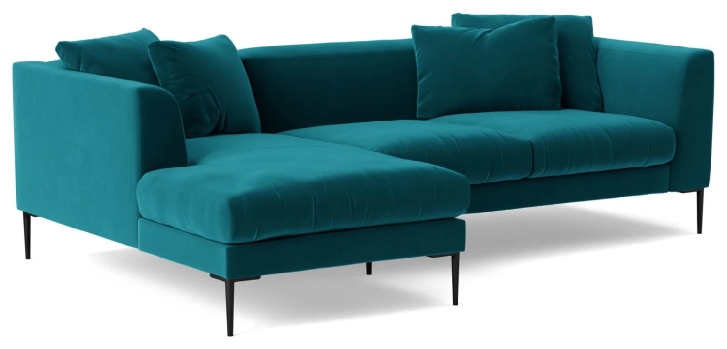 Swoon Alena Velvet Left Hand Corner Sofa - Kingfisher Blue 1 Swoon Alena Velvet Left Hand Corner Sofa - Kingfisher Blue
