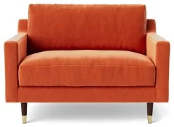 Swoon Rieti Velvet Cuddle Chair - Burnt Orange