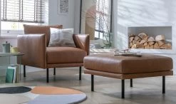 Habitat Moore Leather Ottoman Footstool - Tan 9 Habitat Moore Leather Ottoman Footstool - Tan -Habitat Shop 2009432 R Z002C