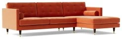 Swoon Porto Velvet Right Hand Corner Sofa - Burnt Orange