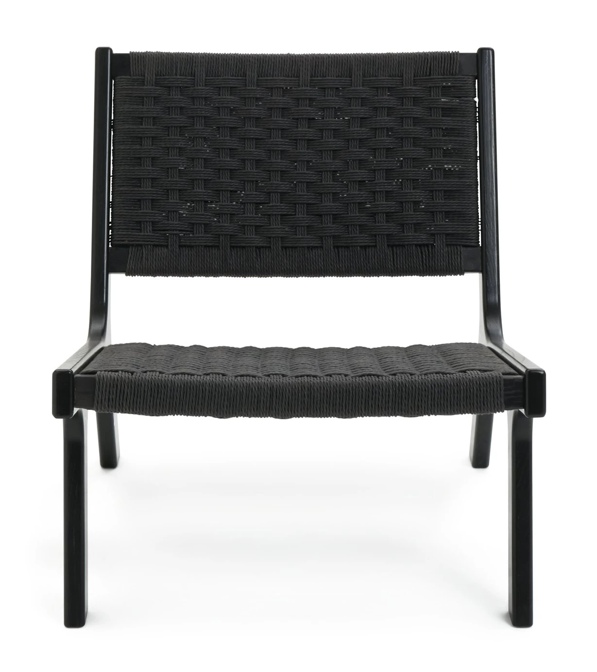 Habitat Faro Woven Paper Rope And Oak Accent Chair - Black 5 Habitat Faro Woven Paper Rope And Oak Accent Chair - Black - Image 5