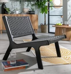 Habitat Faro Woven Paper Rope And Oak Accent Chair - Black 12 Habitat Faro Woven Paper Rope And Oak Accent Chair - Black -Habitat Shop 2013112 R Z001C