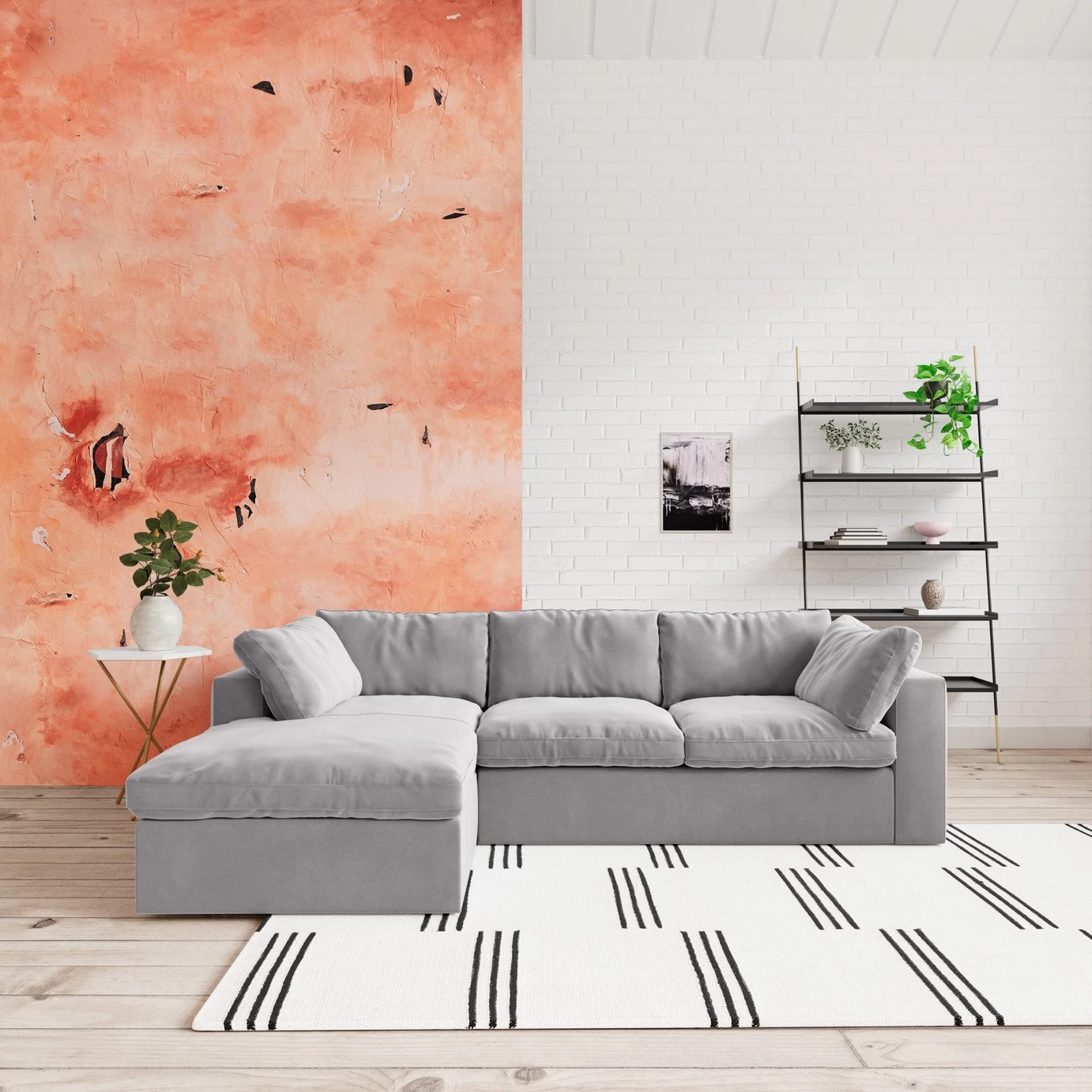 Swoon Seattle Velvet Left Hand Corner Sofa - Silver Grey 2 Swoon Seattle Velvet Left Hand Corner Sofa - Silver Grey - Image 2