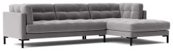 Swoon Landau Velvet Right Hand Corner Sofa - Silver Grey