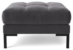 Swoon Landau Velvet Ottoman Footstool - Granite Grey