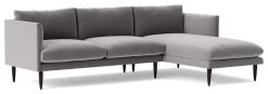 Swoon Luna Velvet Right Hand Corner Sofa - Silver Grey