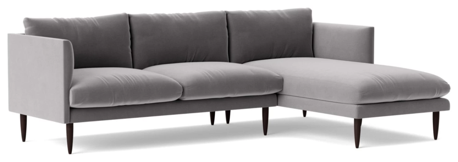 Swoon Luna Velvet Right Hand Corner Sofa - Silver Grey 1 Swoon Luna Velvet Right Hand Corner Sofa - Silver Grey
