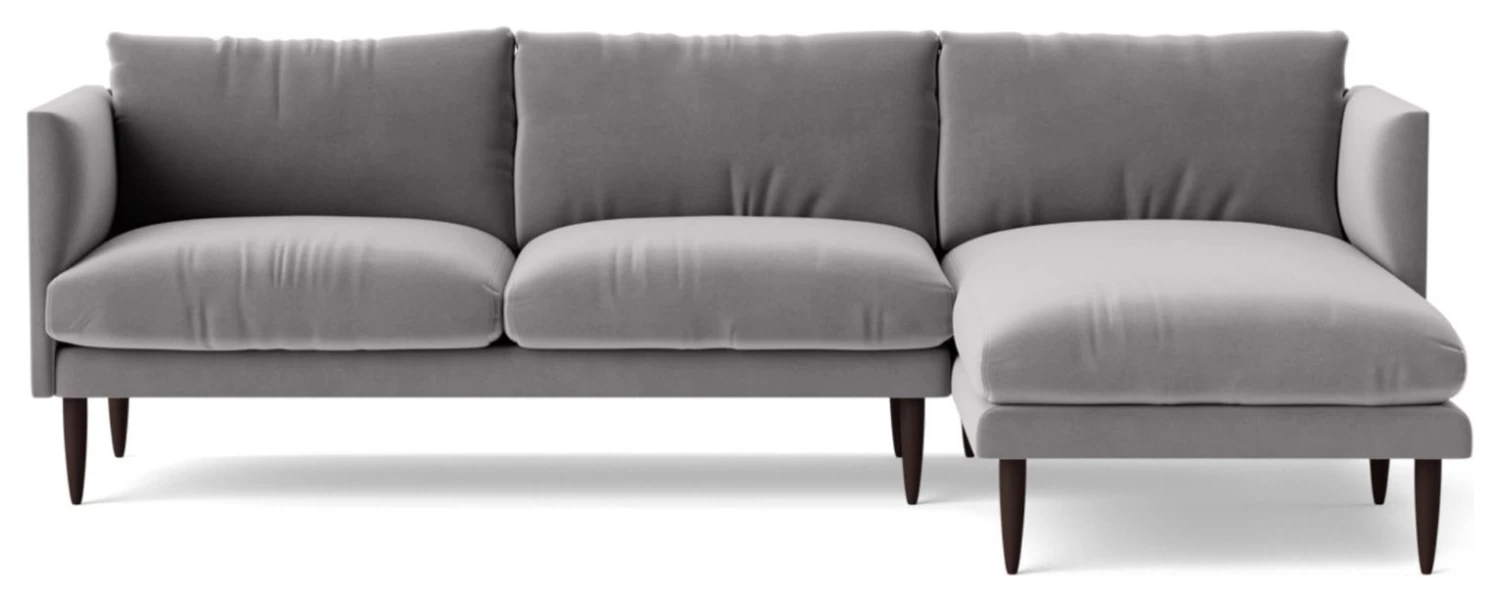 Swoon Luna Velvet Right Hand Corner Sofa - Silver Grey 5 Swoon Luna Velvet Right Hand Corner Sofa - Silver Grey - Image 5