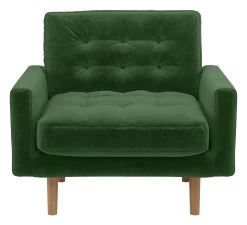 Habitat Fenner Velvet ArmChair - Moss Green