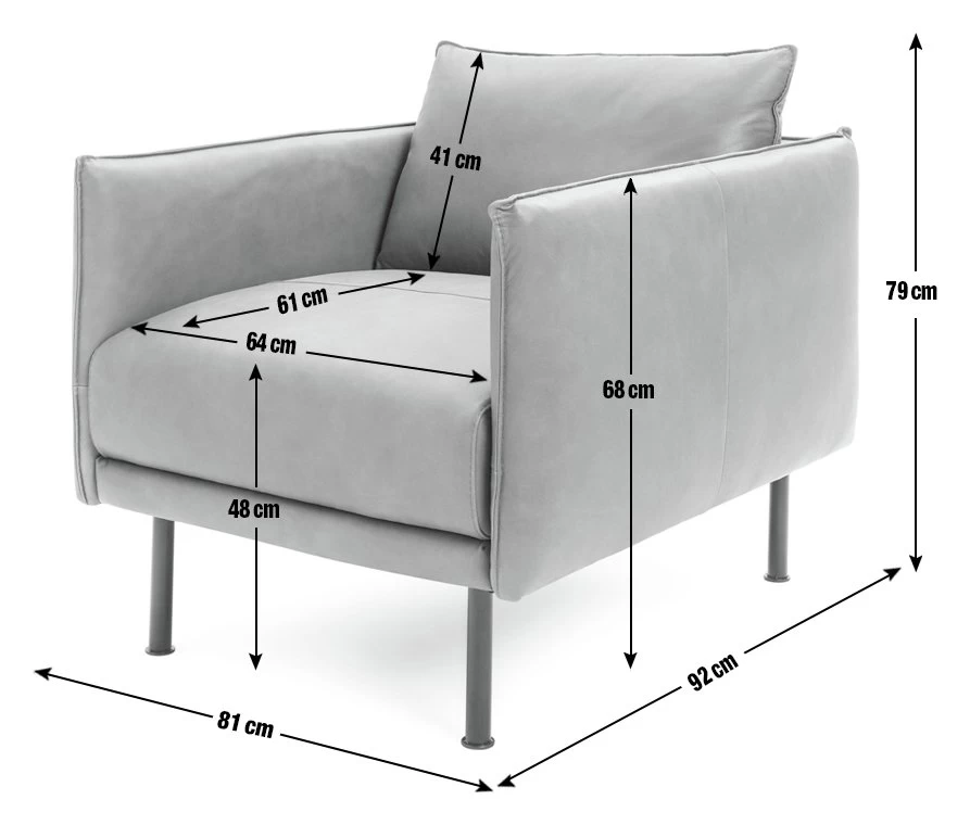 Habitat Moore Leather Armchair - Dark Grey 4 Habitat Moore Leather Armchair - Dark Grey - Image 4
