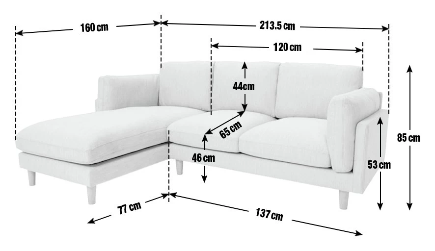 Habitat Salome Fabric Left Hand Corner Chaise Sofa - Grey 4 Habitat Salome Fabric Left Hand Corner Chaise Sofa - Grey - Image 4