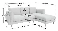 Habitat Salome Fabric Right Hand Corner Chaise Sofa - Grey -Habitat Shop 2654344 R E001