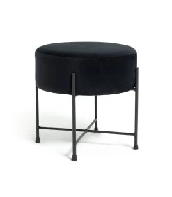 Habitat Jax Velvet Footstool - Black -Habitat Shop 3088191 R Z002A