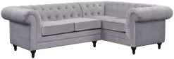Habitat Chesterfield Velvet Left Hand Corner Sofa-Light Grey
