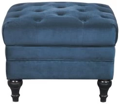 Habitat Chesterfield Velvet Storage Footstool - Blue -Habitat Shop 3369683 R Z002A