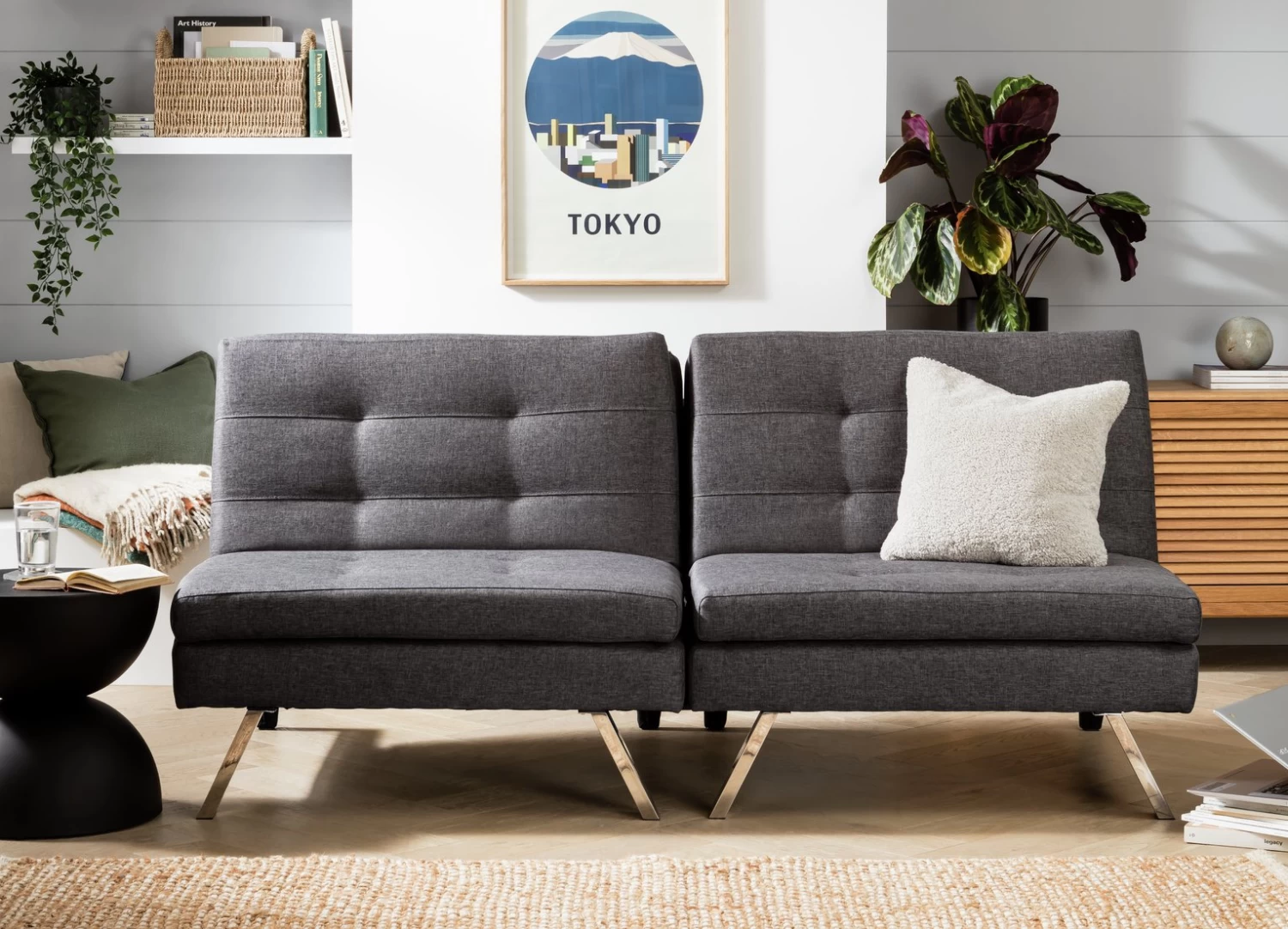 Habitat Duo 2 Seater Clic Clac Sofa Bed - Charcoal 9 Habitat Duo 2 Seater Clic Clac Sofa Bed - Charcoal - Image 9