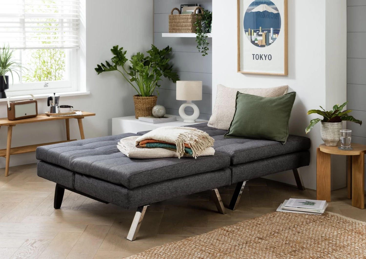 Habitat Duo 2 Seater Clic Clac Sofa Bed - Charcoal 10 Habitat Duo 2 Seater Clic Clac Sofa Bed - Charcoal - Image 10