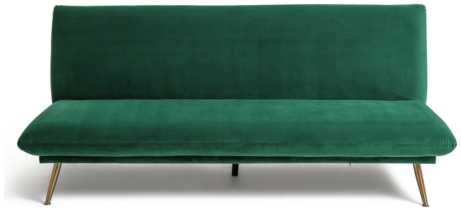 Habitat Matteo 2 Seater Velvet Sofa Bed - Green 1 Habitat Matteo 2 Seater Velvet Sofa Bed - Green