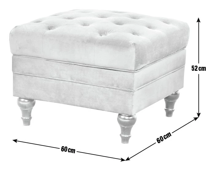 Habitat Chesterfield Velvet Storage Footstool - Light Grey 4 Habitat Chesterfield Velvet Storage Footstool - Light Grey - Image 4