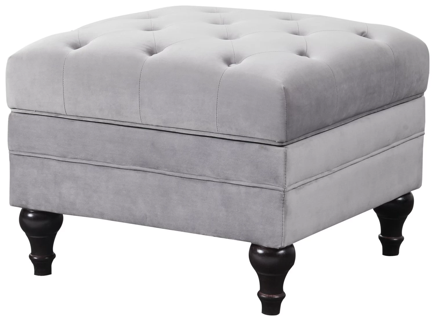 Habitat Chesterfield Velvet Storage Footstool - Light Grey 5 Habitat Chesterfield Velvet Storage Footstool - Light Grey - Image 5
