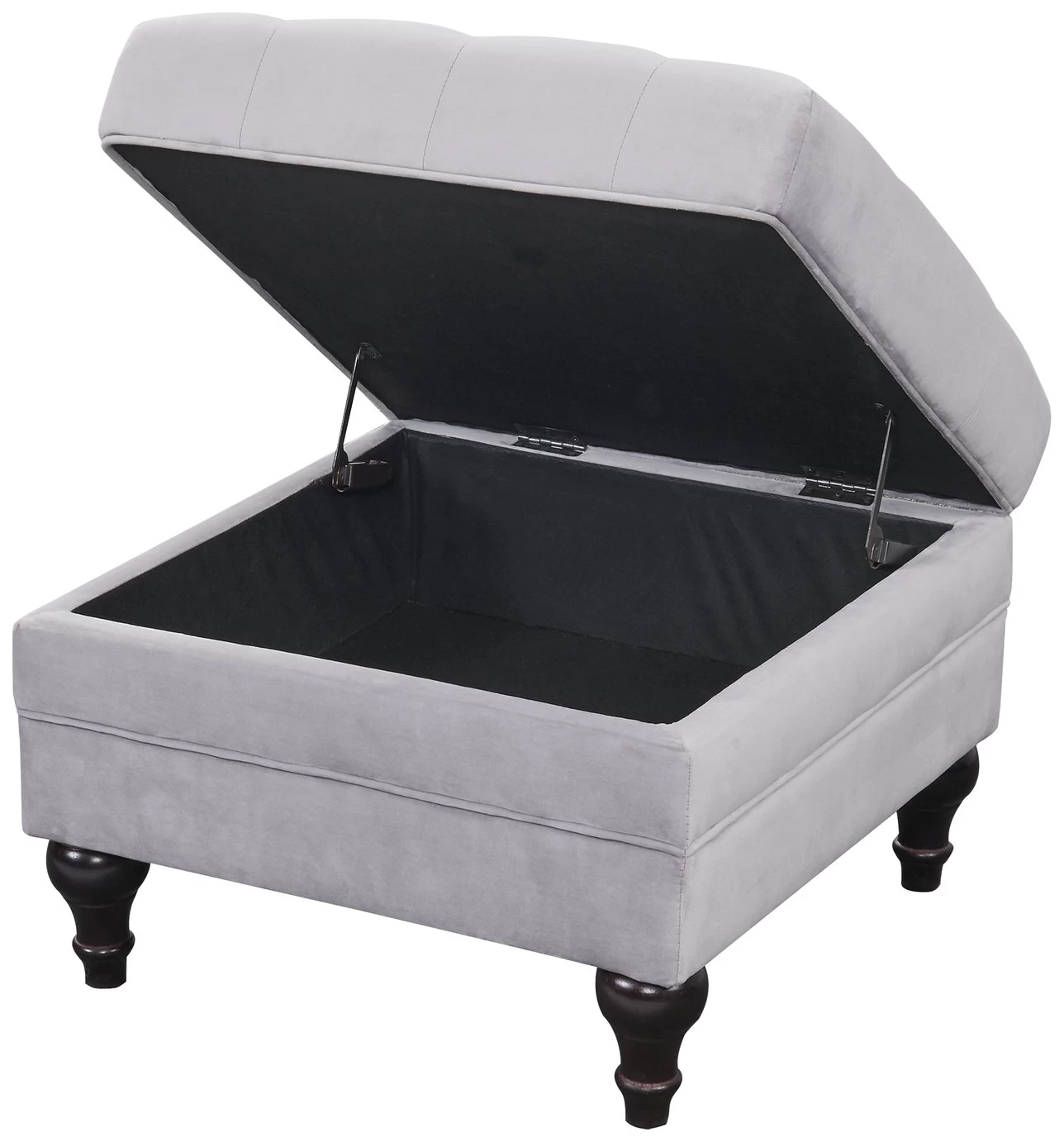 Habitat Chesterfield Velvet Storage Footstool - Light Grey 6 Habitat Chesterfield Velvet Storage Footstool - Light Grey - Image 6