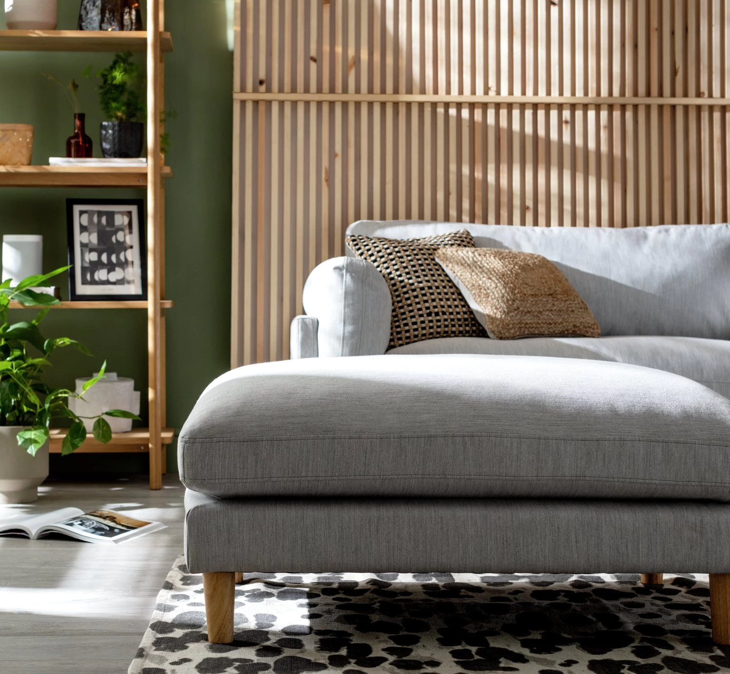 Habitat Salome Fabric Ottoman Footstool - Light Grey 2 Habitat Salome Fabric Ottoman Footstool - Light Grey - Image 2