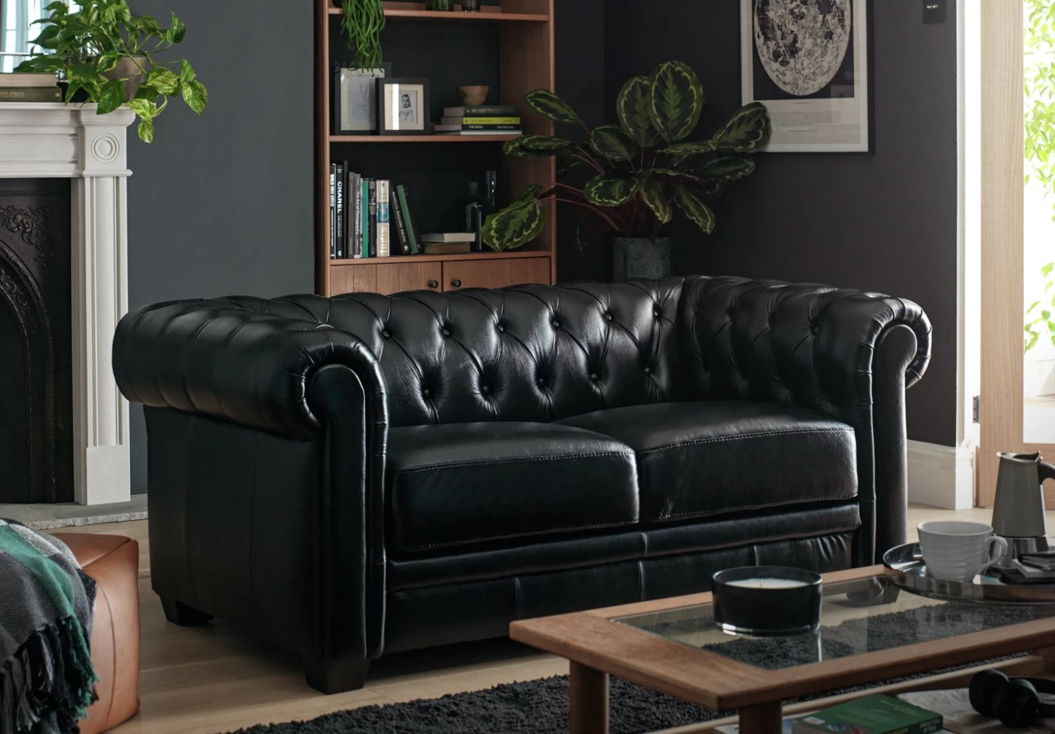 Habitat Chesterfield Leather 2 Seater Sofa - Chocolate 2 Habitat Chesterfield Leather 2 Seater Sofa - Chocolate - Image 2