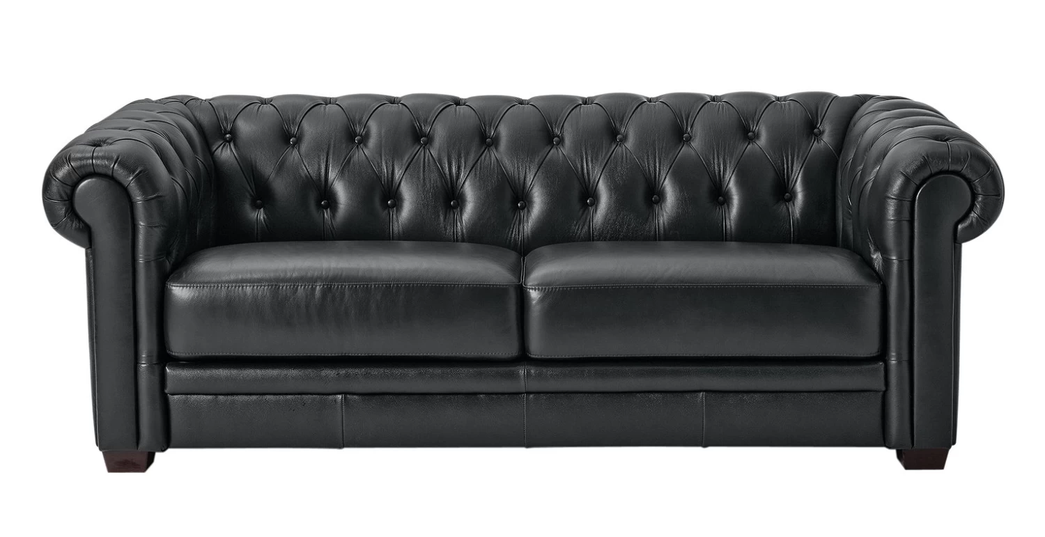 Habitat Chesterfield Leather 3 Seater Sofa - Black 1 Habitat Chesterfield Leather 3 Seater Sofa - Black