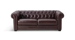 Habitat Chesterfield Leather 3 Seater Sofa - Chocolate