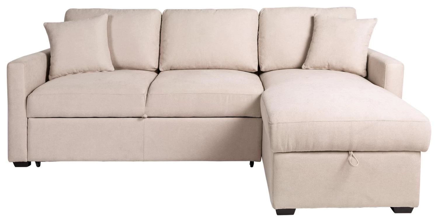Habitat Reagan Right Corner Chaise Sofa Bed - Natural 1 Habitat Reagan Right Corner Chaise Sofa Bed - Natural