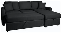 Habitat Reagan Corner Chaise Faux Leather Sofa Bed - Black -Habitat Shop 7067668 R Z003A