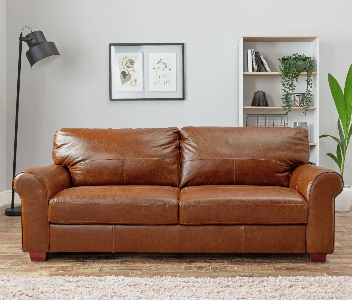 Habitat Salisbury Leather 4 Seater Sofa - Tan 2 Habitat Salisbury Leather 4 Seater Sofa - Tan - Image 2