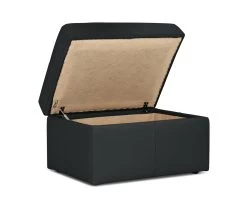 Habitat Gabe Leather Storage Footstool - Black -Habitat Shop 8062284 R Z003A