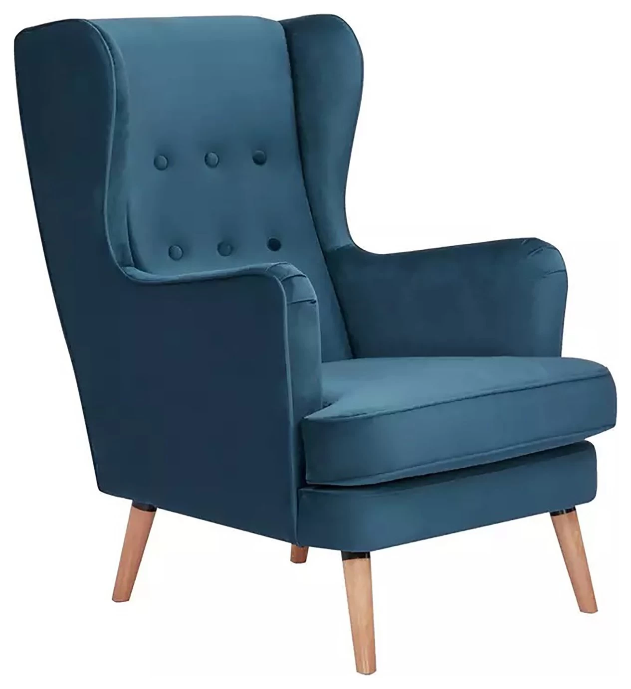Habitat Callie Velvet Wingback Chair - Petrol Blue 1 Habitat Callie Velvet Wingback Chair - Petrol Blue