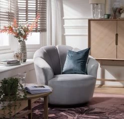 Habitat Ezra Velvet Swivel Chair - Light Grey 13 Habitat Ezra Velvet Swivel Chair - Light Grey -Habitat Shop 8819372 R Z002C