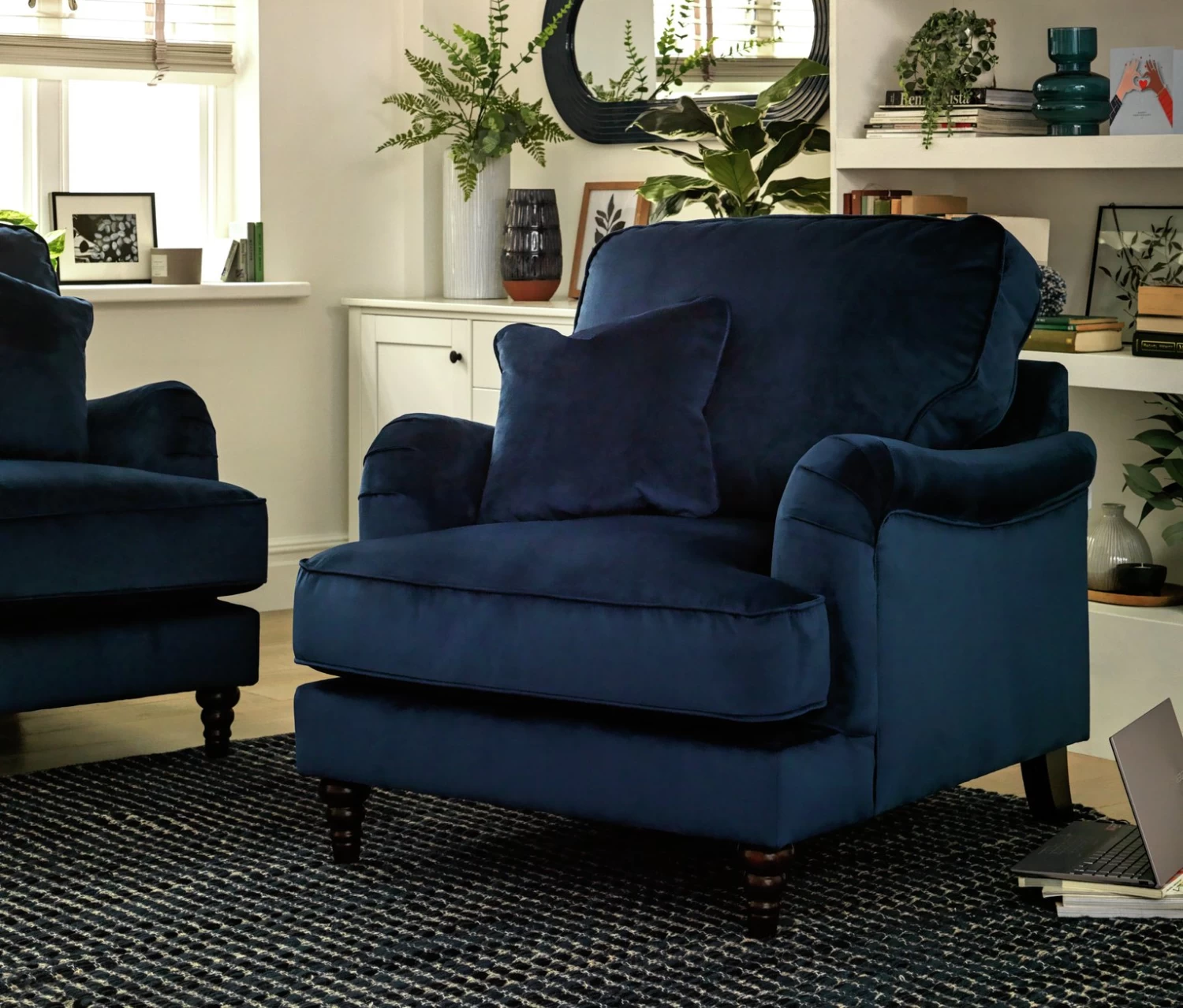 Habitat Matilda Velvet Armchair - Blue 2 Habitat Matilda Velvet Armchair - Blue - Image 2