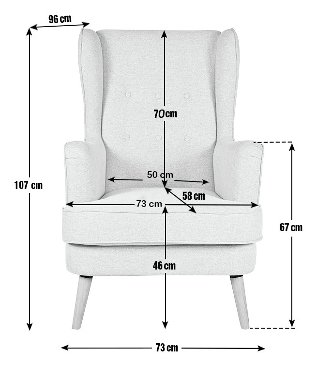 Habitat Callie Fabric Wingback Chair- Light Grey 11 Habitat Callie Fabric Wingback Chair- Light Grey - Image 11
