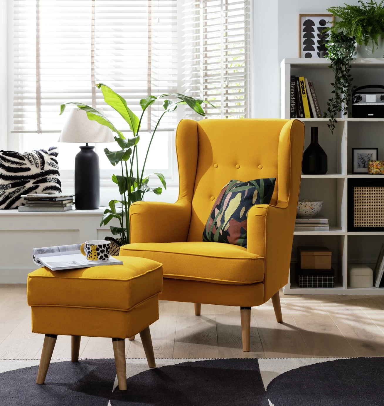 Habitat Callie Fabric Wingback Chair - Mustard 2 Habitat Callie Fabric Wingback Chair - Mustard - Image 2