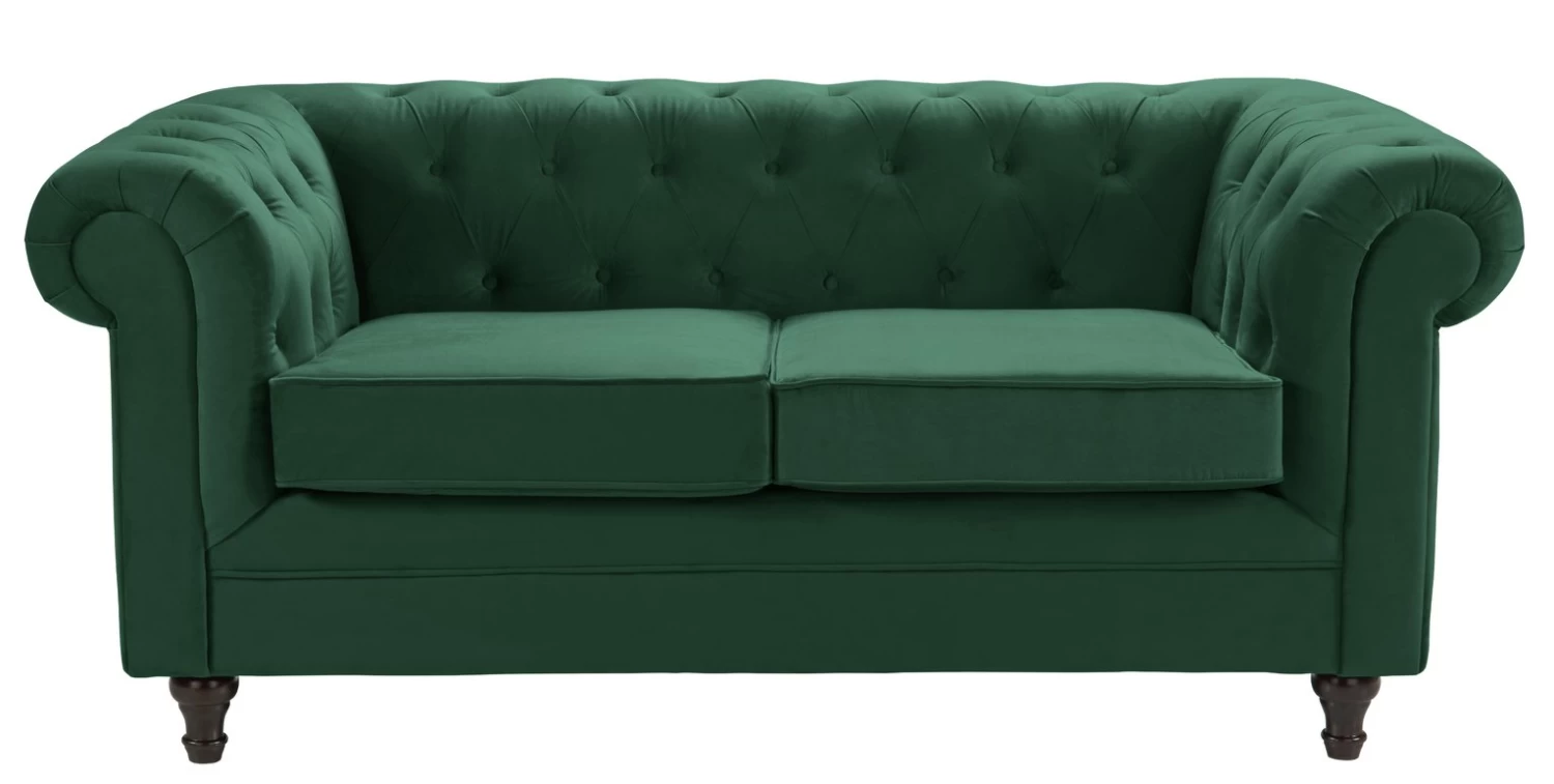 Habitat Chesterfield Velvet 2 Seater Sofa - Green 1 Habitat Chesterfield Velvet 2 Seater Sofa - Green