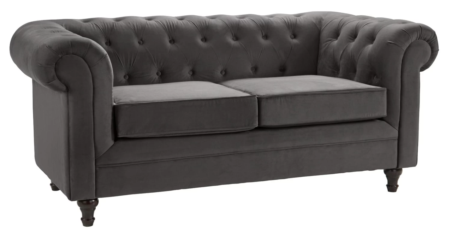 Habitat Chesterfield Velvet 2 Seater Sofa - Charcoal 7 Habitat Chesterfield Velvet 2 Seater Sofa - Charcoal - Image 7
