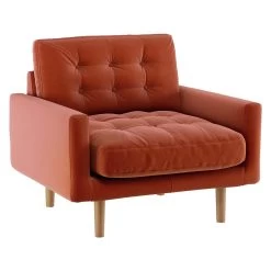 Habitat Fenner Velvet Fabric Armchair - Orange -Habitat Shop 8962982 R Z002A
