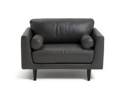 Habitat Jackson Leather Cuddle Chair - Grey