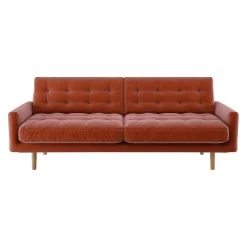 Habitat Fenner Velvet 3 Seater Sofa - Orange