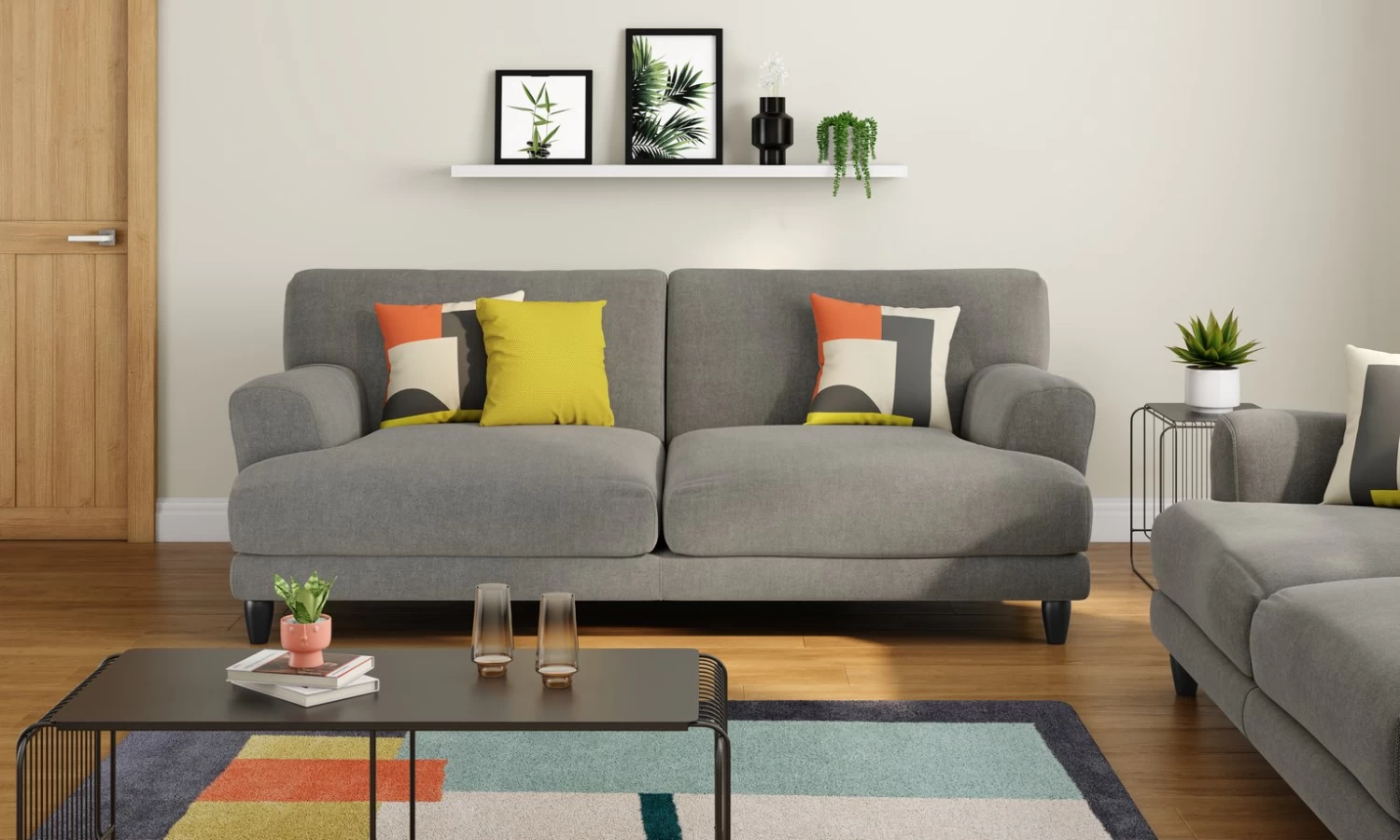 Habitat Askem Fabric 3 Seater Sofa - Natural 2 Habitat Askem Fabric 3 Seater Sofa - Natural - Image 2